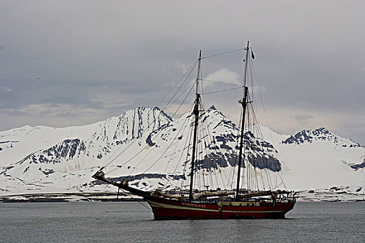 挪威,斯瓦尔巴特群岛,孔斯峡湾,伦敦,帆船,锚