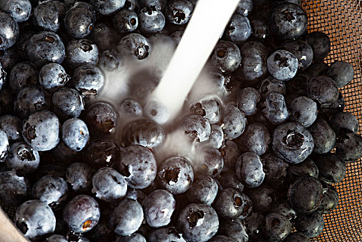 蓝莓,滤网,长时间曝光,动感,水,洗