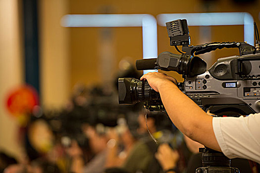 新闻记者,排列,摄像机,电视