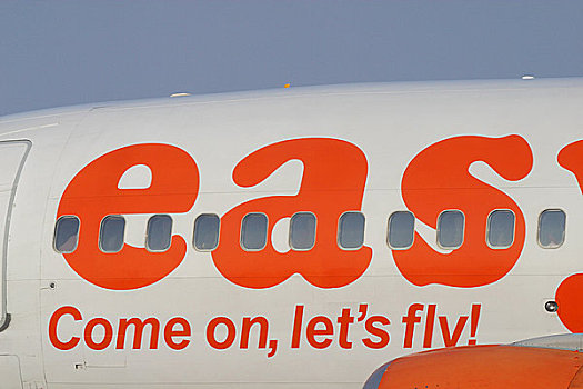 飞行,喷气式飞机,橙色,标识,机身,客机