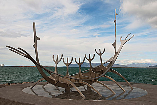 船,雕塑,雷克雅未克,冰岛,欧洲