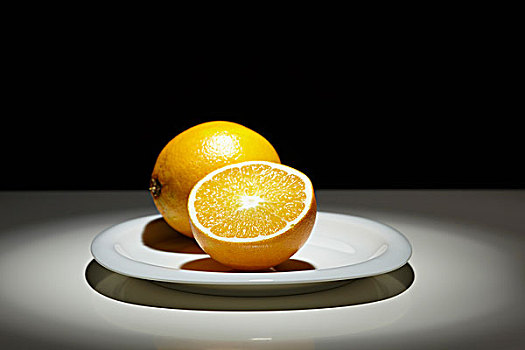 橘子,甜橙,白色,盘子