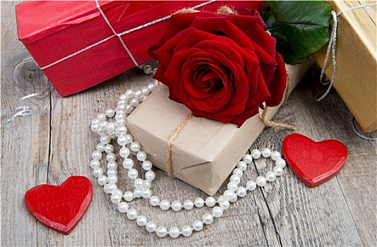 红玫瑰,小,珠宝,情人节