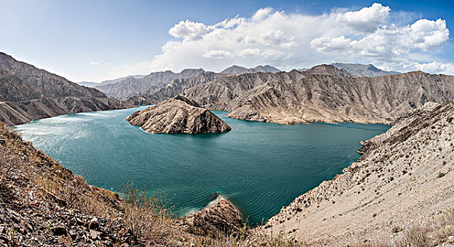 坝,水库,吉尔吉斯斯坦,亚洲