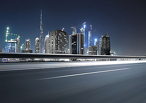 迪拜城市公路夜景