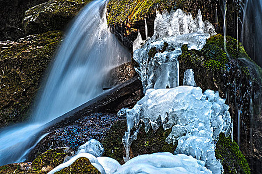 米拉,瀑布,冰,冬天,下奥地利州,奥地利,欧洲