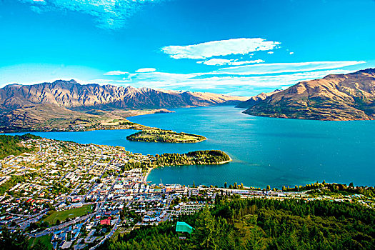 新西兰,南岛,风景,皇后镇,湖,强悍,山脉,背景