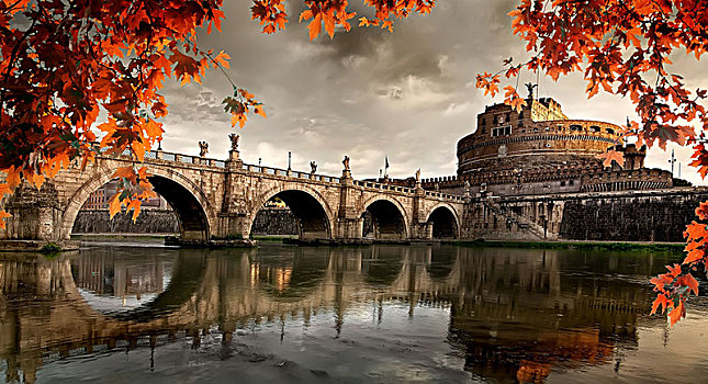 罗马,城堡,圣安吉洛,秋天,意大利