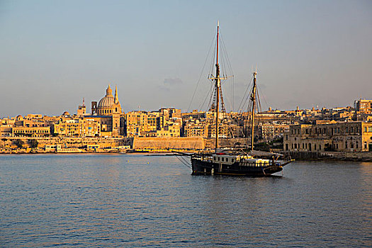 渔船,水上,瓦莱塔市,马耳他