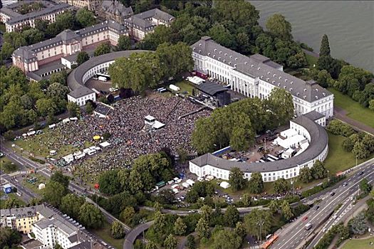 观众,正面,城堡,音乐会,科布伦茨,莱茵兰普法尔茨州,德国
