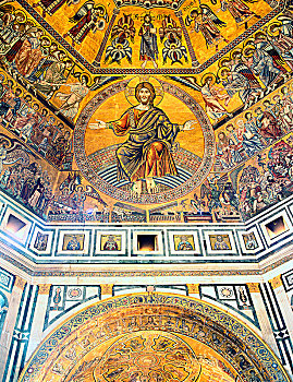 图案,天花板,洗礼堂,圣约翰,佛罗伦萨,意大利
