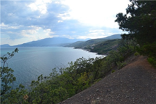 湾,靠近,山,夏天