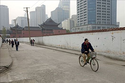 行人,街道,工薪阶层,区域,上海,中国