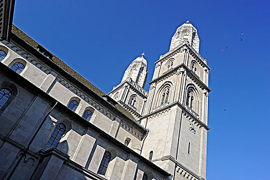 罗马式大教堂,教堂,苏黎世,瑞士,欧洲
