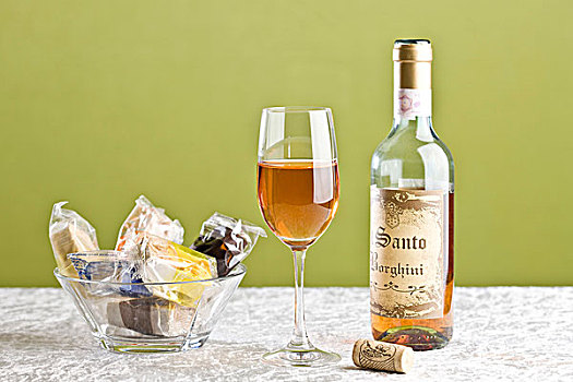瓶子,玻璃,甜点,葡萄酒,器具,包着,法国,奶油杏仁糖