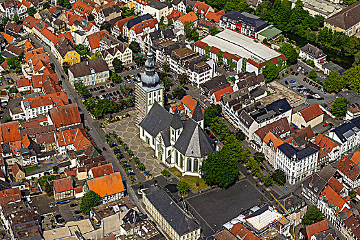 圣玛丽教堂,市场,航拍,东方,北莱茵威斯特伐利亚,德国