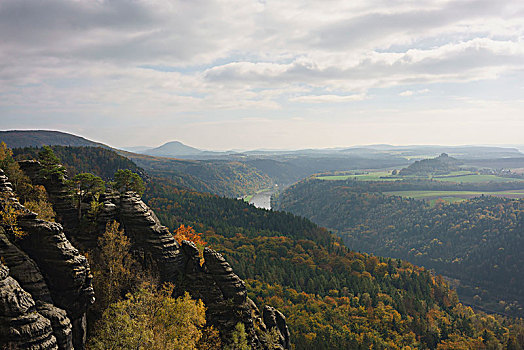 风景,天空,砂岩,山,德国