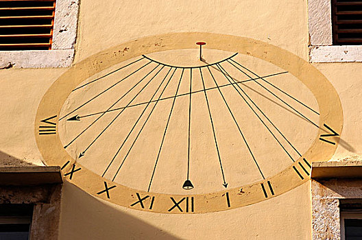 日晷,涂绘,墙壁,赫瓦尔岛,达尔马提亚海岸,克罗地亚