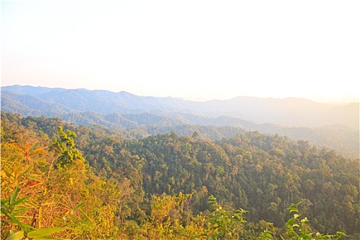 日落,山,背景