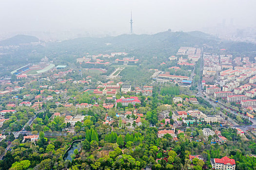 航拍山东青岛八大关景区