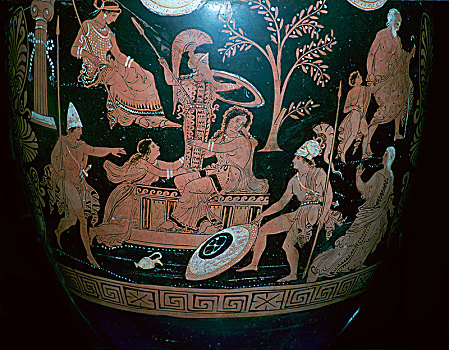 希腊人,场景,袋,特洛伊,公元前4世纪,艺术家,画家