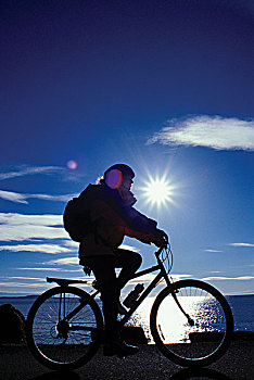 自行车,海滨大道,局部,阿卡迪亚国家公园,缅因