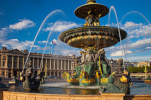 喷泉,河,商业,航行,地点,协和飞机,巴黎,法国