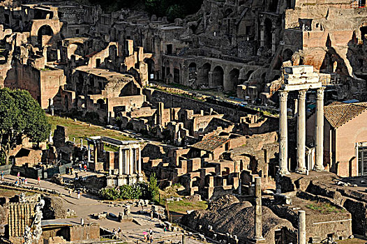 罗马,古罗马广场,庙宇,房子,三个,柱子,意大利,拉齐奥,欧洲