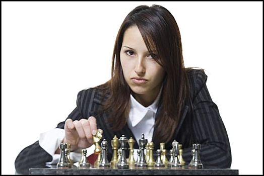 女人,玩,下棋