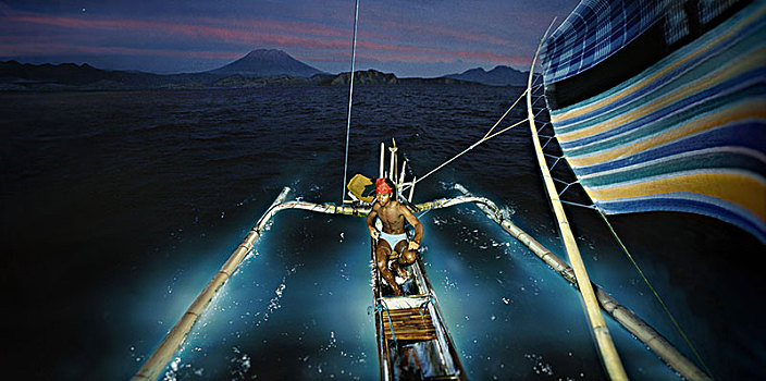 渔民,传统,船,印度尼西亚,亚洲