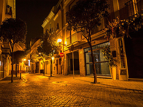 西班牙塞维利亚街道夜色