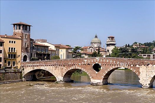 桥,穿过,阿迪杰河,维罗纳,威尼斯,意大利,欧洲