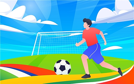 世界杯比赛踢足球狂欢专业体育运动训练插画