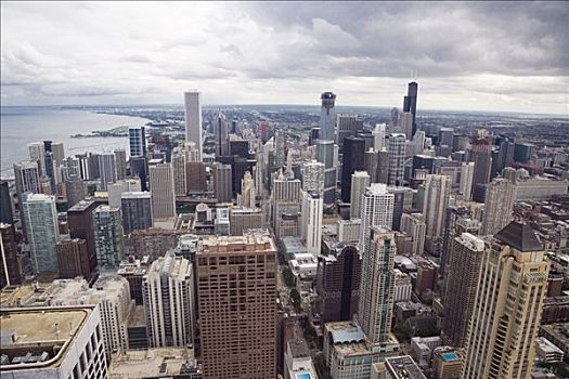 俯视,城市,芝加哥,伊利诺斯,美国