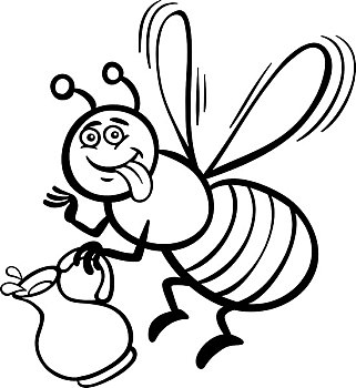 蜜蜂,卡通,上色画册