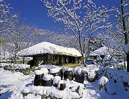 小屋,积雪