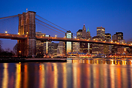 布鲁克林大桥,建筑,下曼哈顿,金融区,纽约,美国