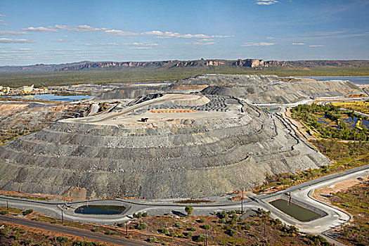 鈾,礦,堆放,巡邏員,卡卡杜國家公園,北領地州,澳大利亞,俯視