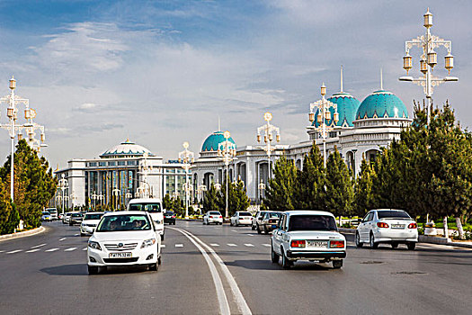 土库曼斯坦,阿什哈巴德,宫殿,市区