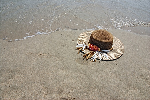 草帽,海滩