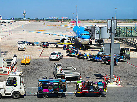 飞机,航站楼,行李,巴塞罗那,机场,西班牙,欧洲