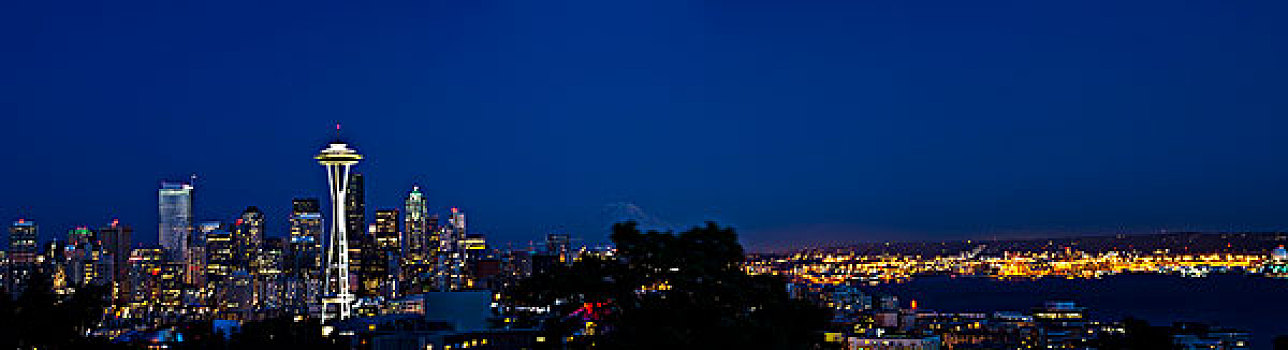 西雅图,太空针,夜晚,华盛顿,美国