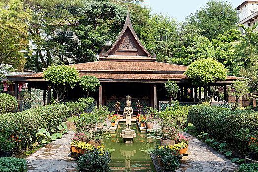传统,泰国,木屋,花园,房子,博物馆,曼谷,亚洲