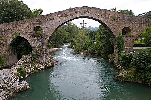 拱形,罗马桥,跨越,河,阿斯图里亚斯,西班牙