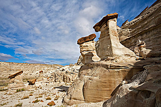 怪岩柱,白色,山谷,岩石构造,犹他,北美,美国