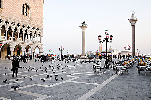 柱子,圣马科,狮子,宫殿,公爵宫,威尼斯,威尼托,意大利,欧洲