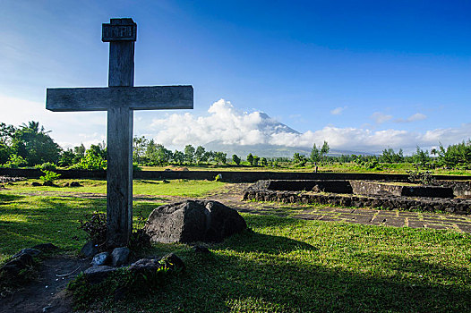 基督教,十字架,火山,黎牙实比,南方,吕宋岛,菲律宾,亚洲