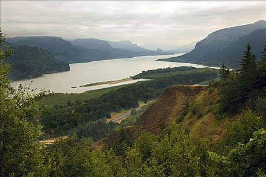 河,通过,山峦,哥伦比亚河,哥伦比亚河峡谷国家风景区,俄勒冈,美国