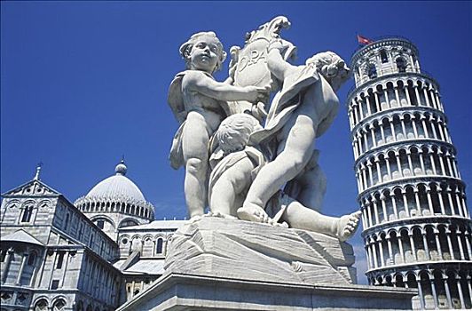雕塑,正面,塔,比萨斜塔,比萨,意大利