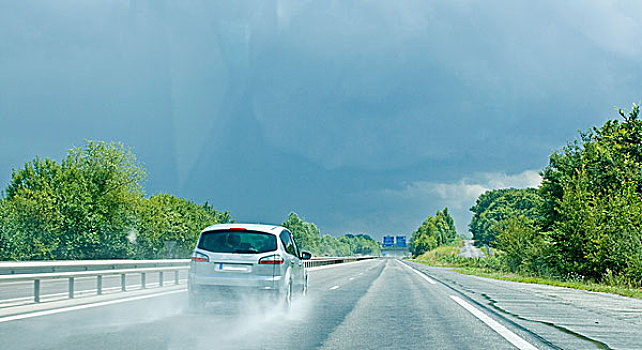 高速公路,汽车,坏天气,道路,雨